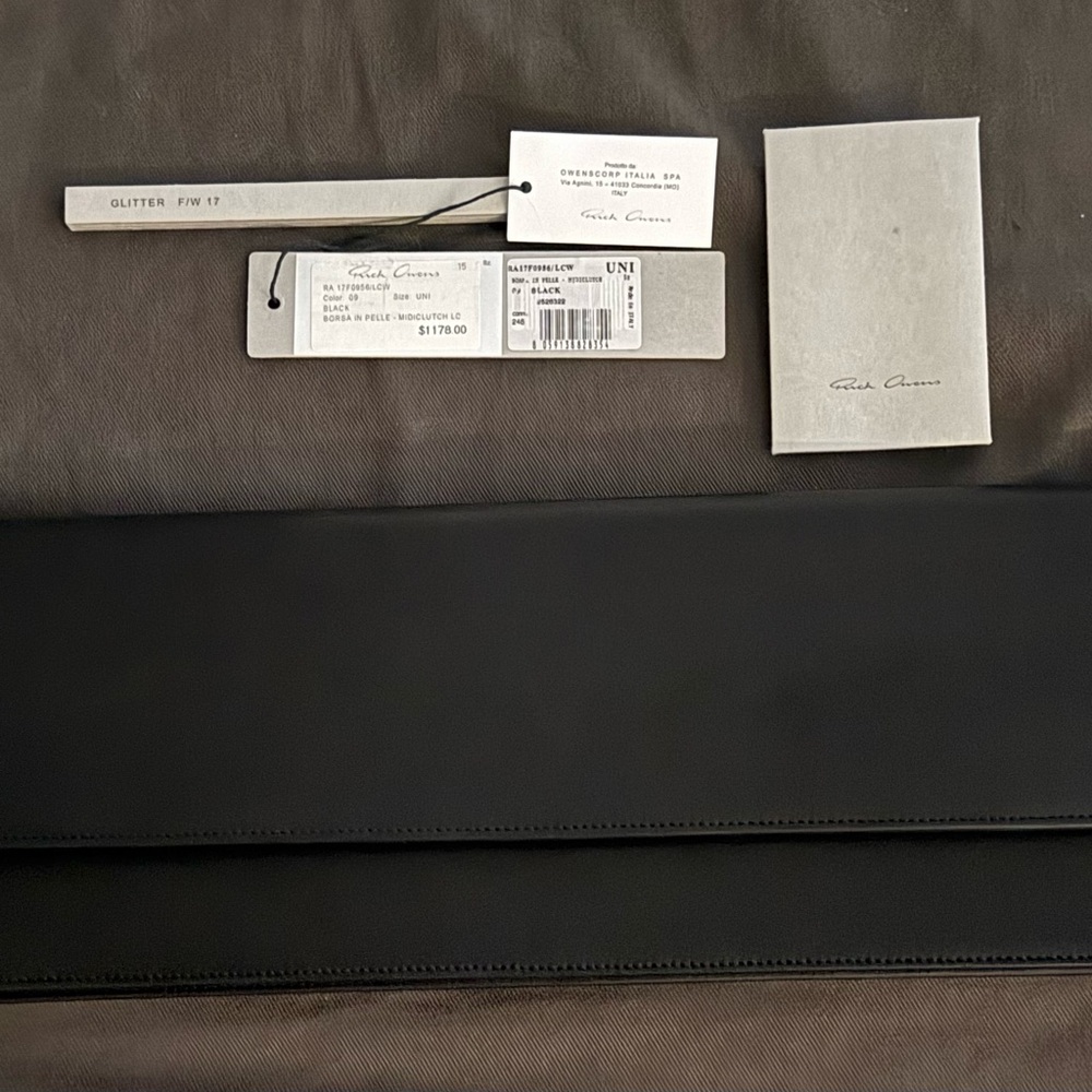 Fabulous New Condition Rick Owens Black Leather Long Clutch, dustbag, tags